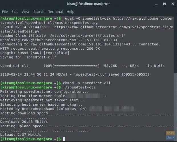 How to test internet speed using command line in Linux